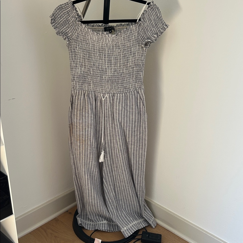 1. State (Nordstrom) Grey and White Striped Jumpsuit